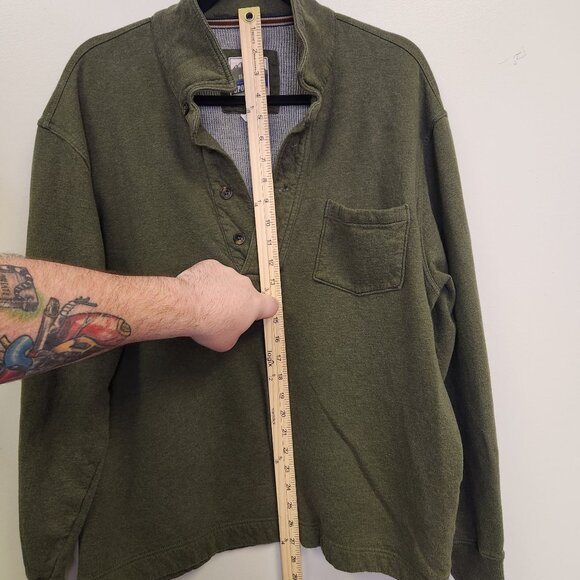 Eddie Bauer Sport Shop Green Pullover Sweatshirt L, Button Neck Long Sleeve - Picture 7 of 8